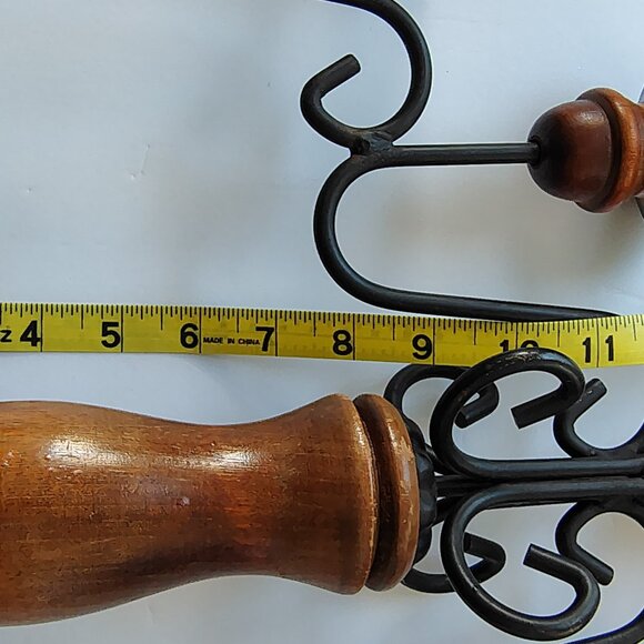 Boho Chic Candleabra Brown Wood 5 Candleholder Black Metal Casual - Picture 3 of 16